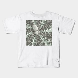 Mandelbrot Set Fractal Art Web and Huntsman Spider in Mint Green Kids T-Shirt